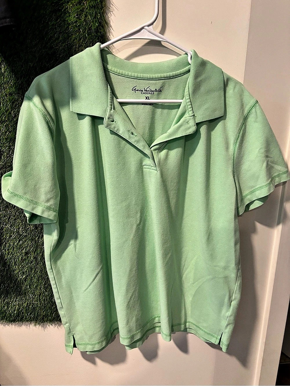 Gloria Vanderbilt Casuals Short Sleeve Polo in Green Size XL Like New